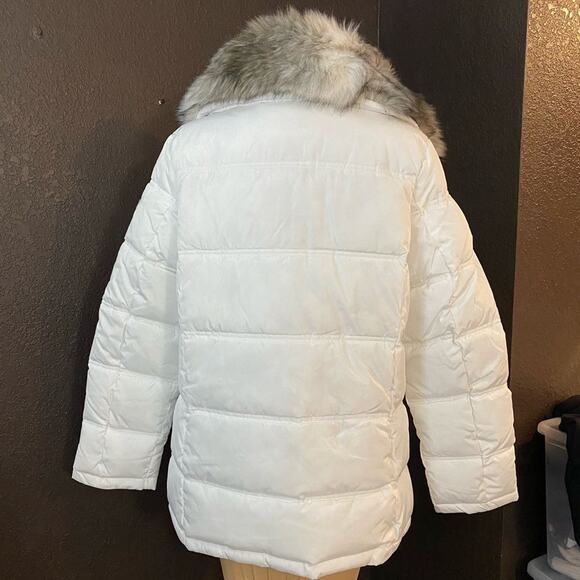 Sam EDELMAN Cream Water Repellent Puffer‎ Coat with zip off Faux Fur Collar - Picture 12 of 13